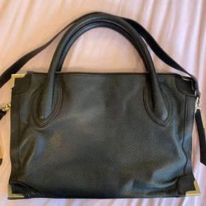 Foley and Corinna snakeskin framed satchel